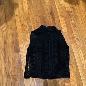 All Saints Black Lace High Neck Blouse
